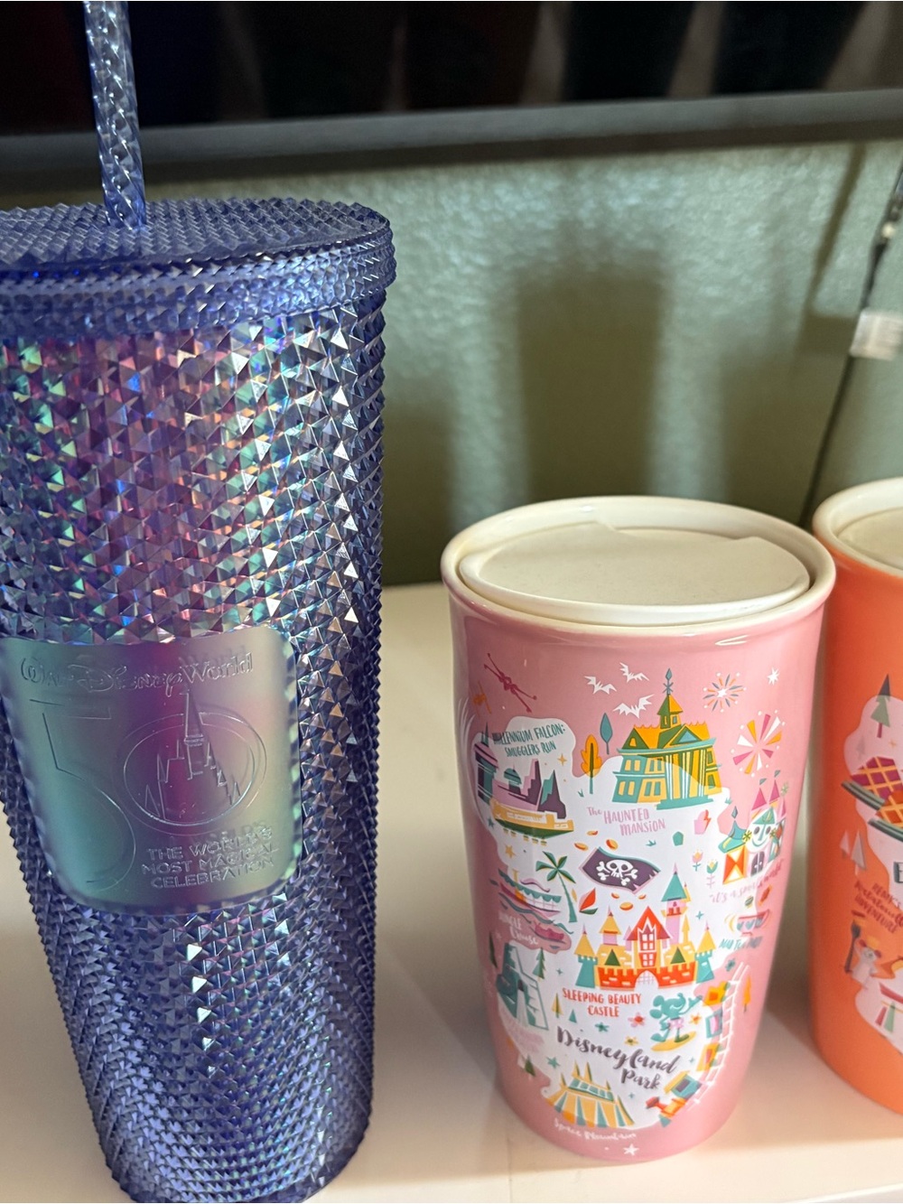 Disney Pink Haunted Mansion & Park Ceramic Travel Tumbler